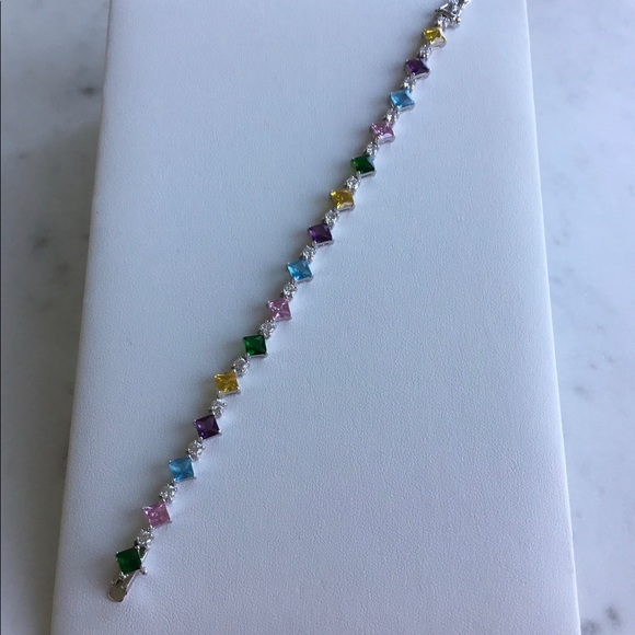 Sterling Silver 7” Multi Color CZ Bracelet - Picture 15 of 17